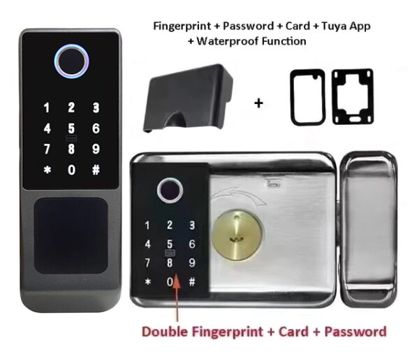 Smart Rim Lock with Face Unlock Camera Palm Vein Biometric for Gate Door Electronic Digital WiFi Security Locks - Installation service included - Image 2