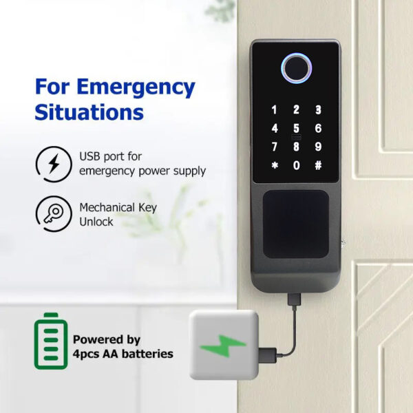 Smart Rim Lock with Face Unlock Camera Palm Vein Biometric for Gate Door Electronic Digital WiFi Security Locks - Installation service included - Image 5